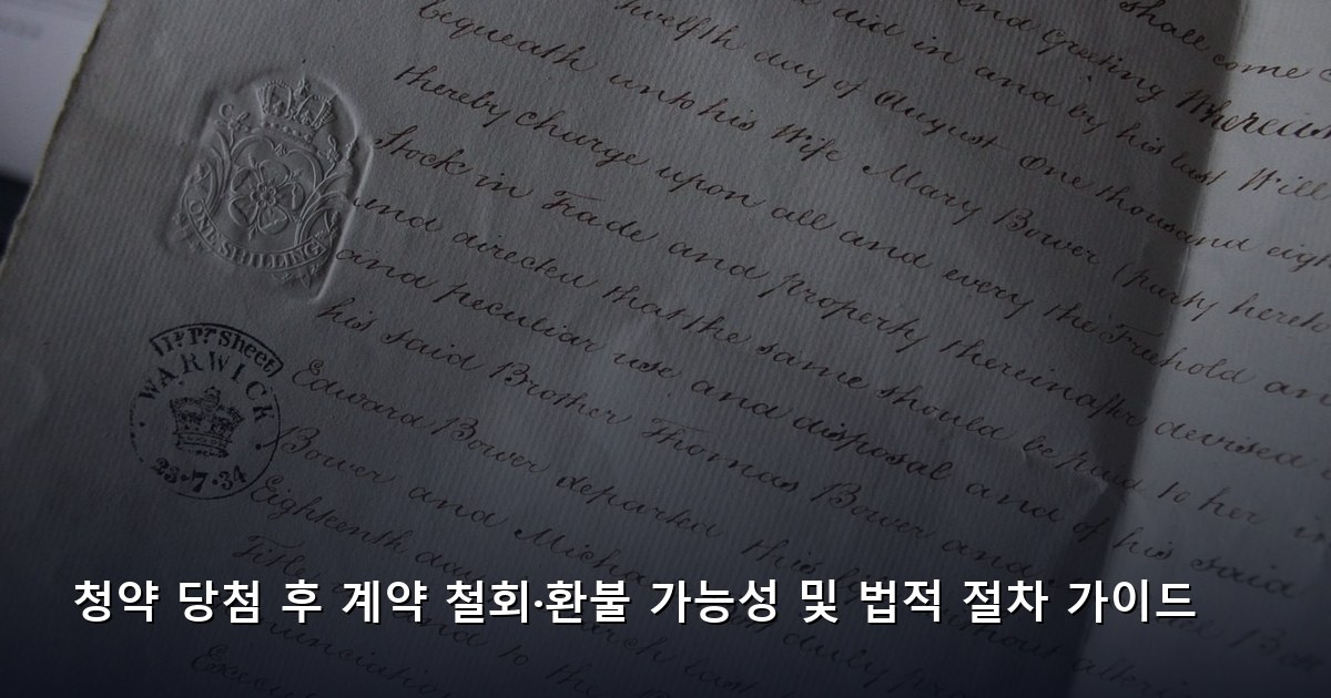 청약 당첨 후 계약 철회·환불 가능성 및 법적 절차 가이드